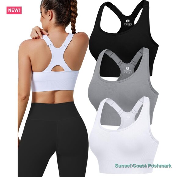 Other - Racerback High Support Sports Bras Adjustable Seamless Padded Workout Bras